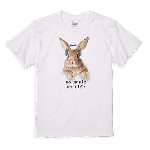 【Tシャツ】ウサギだってNo Music No Life 5.6oz Cotton:100%