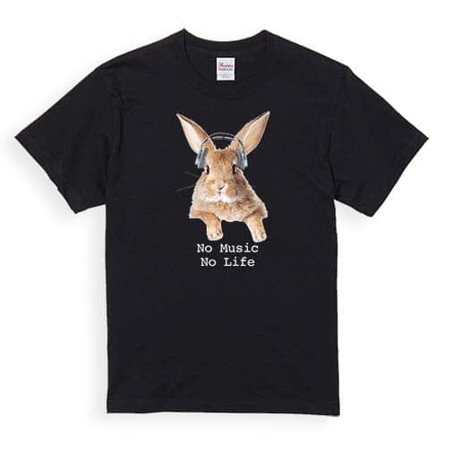 【Tシャツ】ウサギだってNo Music No Life 5.6oz Cotton:100%