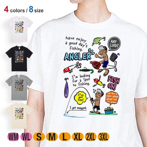 【Tシャツ】【釣りざんまい】釣りに行きませんか?_カラフル 5.6oz Cotton:100%