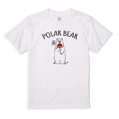 【Tシャツ】シロクマさんとスイカ(wakat) 5.6oz Cotton:100%