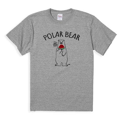 【Tシャツ】シロクマさんとスイカ(wakat) 5.6oz Cotton:100%