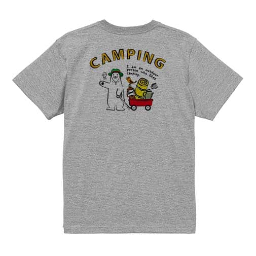 【Tシャツ】シロクマさんキャンプに行く(wakat) 5.6oz Cotton:100%