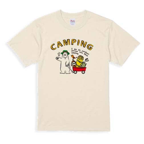 【Tシャツ】シロクマさんキャンプに行く(wakat) 5.6oz Cotton:100%