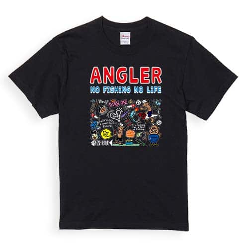 【Tシャツ】【釣りざんまい】釣りをするんです_カラフル　横書き 5.6oz Cotton:100%