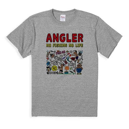 【Tシャツ】【釣りざんまい】釣りをするんです_カラフル　横書き 5.6oz Cotton:100%