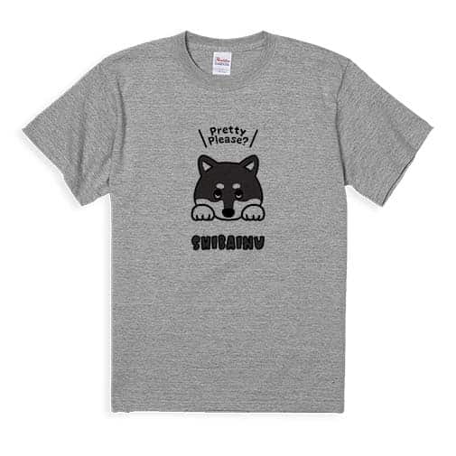 【Tシャツ】柴犬のおねだり顔_黒柴(wakat) 5.6oz Cotton:100%