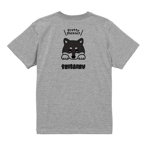 【Tシャツ】柴犬のおねだり顔_黒柴(wakat) 5.6oz Cotton:100%