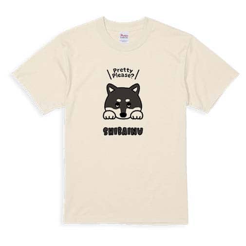 【Tシャツ】柴犬のおねだり顔_黒柴(wakat) 5.6oz Cotton:100%