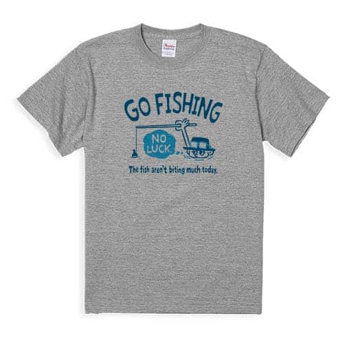 【Tシャツ】【釣りざんまい】ユニークな釣りするアングラー_ブルー 5.6oz Cotton:100%