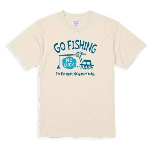 【Tシャツ】【釣りざんまい】ユニークな釣りするアングラー_ブルー 5.6oz Cotton:100%