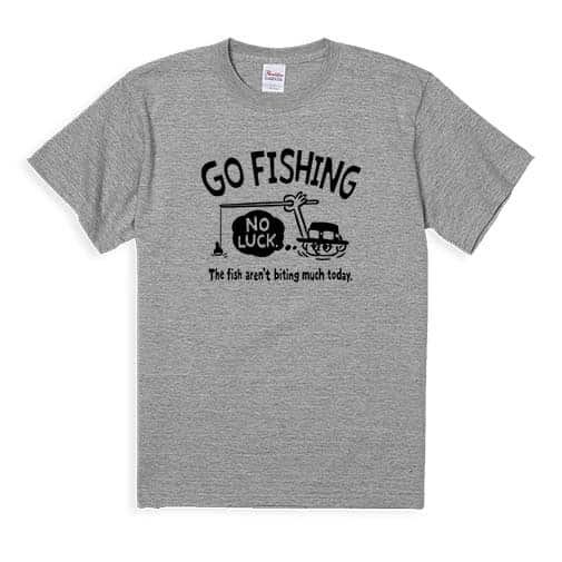 【Tシャツ】【釣りざんまい】ユニークな釣りするアングラー_ブラック 5.6oz Cotton:100%