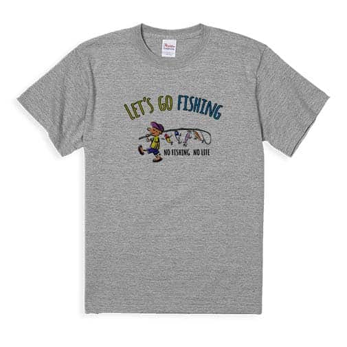【Tシャツ】【釣りざんまい】レッツゴーフィッシング ルアーと少年_カラフル 5.6oz Cotton:100%