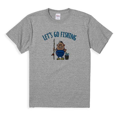 【Tシャツ】【釣りざんまい】レッツゴーフィッシング ポッチャリアングラー_カラフル 5.6oz Cotton:100%