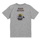 【Tシャツ】【釣りざんまい】サケを釣るクマさん  5.6oz Cotton:100%