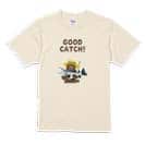 【Tシャツ】【釣りざんまい】サケを釣るクマさん  5.6oz Cotton:100%