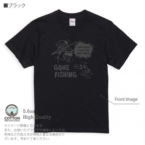 【Tシャツ】【釣りざんまい】釣り人と魚の遭遇_DG  5.6oz Cotton:100%