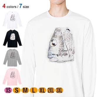 【長袖Tシャツ】クロダイ(チヌ)手書き風 5.6oz Cotton:100%