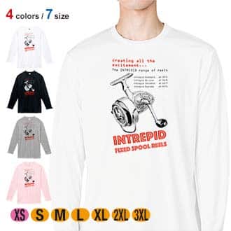 【長袖Tシャツ】固定式スプールのリール発売! 5.6oz Cotton:100%