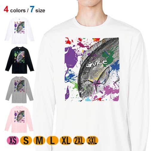 【長袖Tシャツ】グレ(メジナ) ペンキペイント 5.6oz Cotton:100%