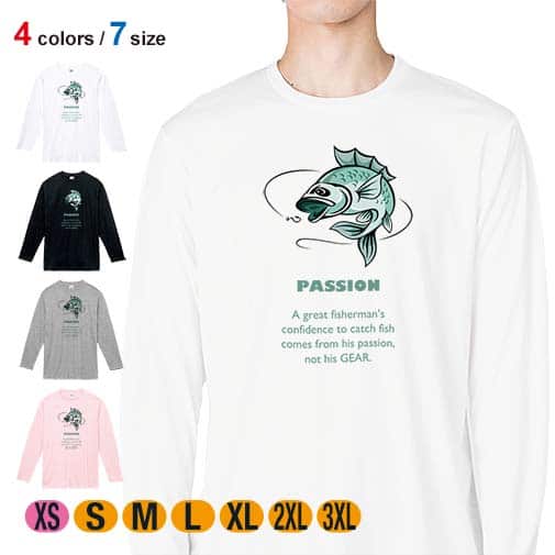 【長袖Tシャツ】釣りに対する情熱! 5.6oz Cotton:100%