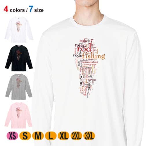 【長袖Tシャツ】ルアーフィッシング テキストデザイン 5.6oz Cotton:100%