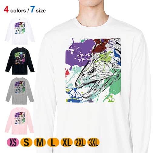 【長袖Tシャツ】ブラウントラウト　ペンキペイント 5.6oz Cotton:100%