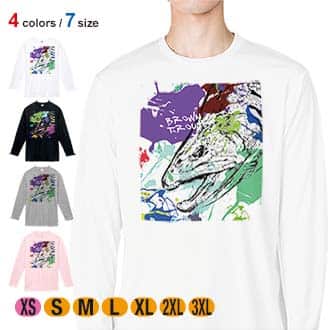 【長袖Tシャツ】ブラウントラウト　ペンキペイント 5.6oz Cotton:100%