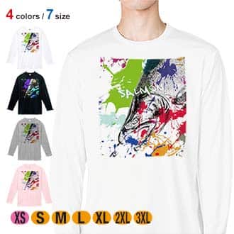 【長袖Tシャツ】サケ　ペンキペイント 5.6oz Cotton:100%