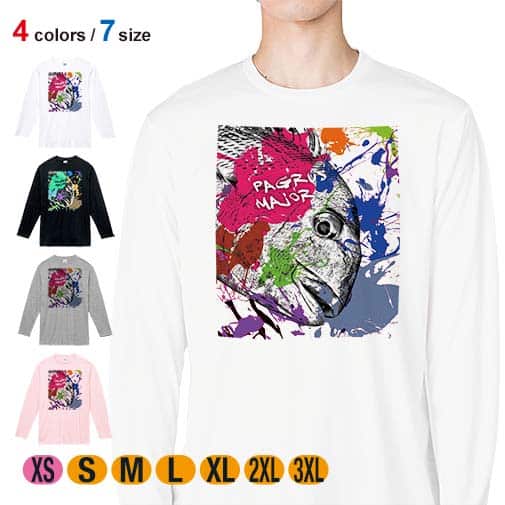 【長袖Tシャツ】マダイ ペンキペイント 5.6oz Cotton:100%