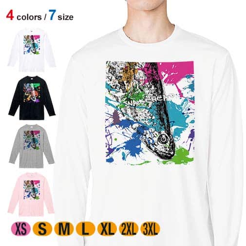 【長袖Tシャツ】ライギョ ペンキペイント 5.6oz Cotton:100%