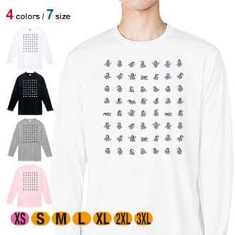 【長袖Tシャツ】かわいいペンギンのシームレスパターン 5.6oz Cotton:100%