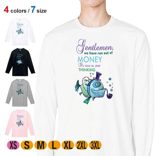 【長袖Tシャツ】ジェントルマンなら常に考えろ! 5.6oz Cotton:100%