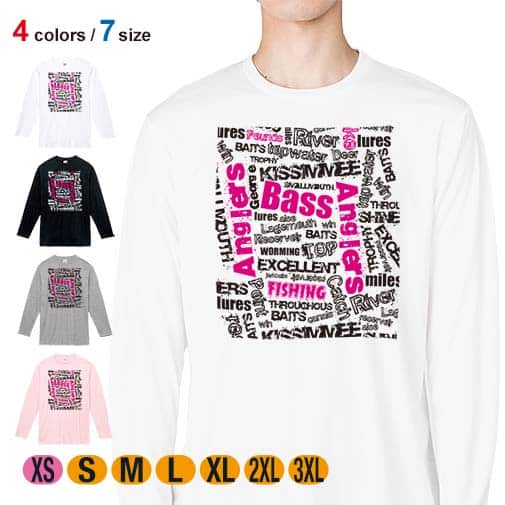 【長袖Tシャツ】BASS テキストデザイン ショッキングピンク 5.6oz Cotton:100%