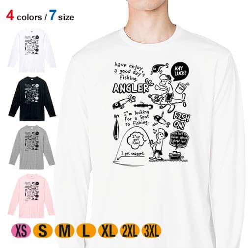【長袖Tシャツ】【釣りざんまい】釣りに行きませんか? 5.6oz Cotton:100%