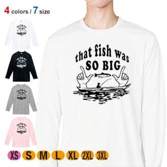 【長袖Tシャツ】大きな魚を釣りました。 5.6oz Cotton:100%