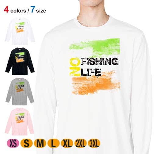 【長袖Tシャツ】No Fishing No Life ビタミン 5.6oz Cotton:100%