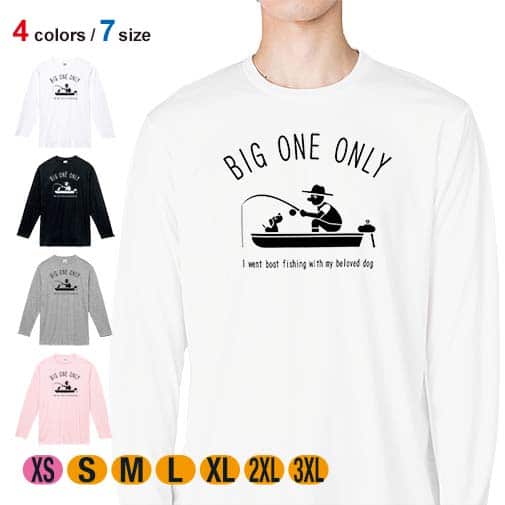 【長袖Tシャツ】【釣りざんまい】愛犬とボートフィッシング 5.6oz Cotton:100%