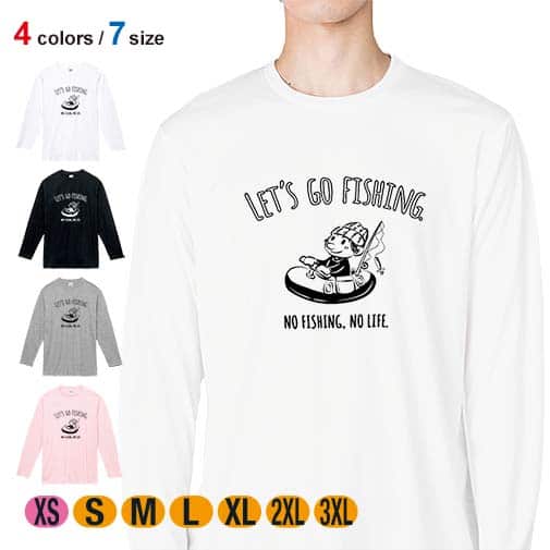 【長袖Tシャツ】【釣りざんまい】レッツゴーフィッシング ボートアングラー 5.6oz Cotton:100%