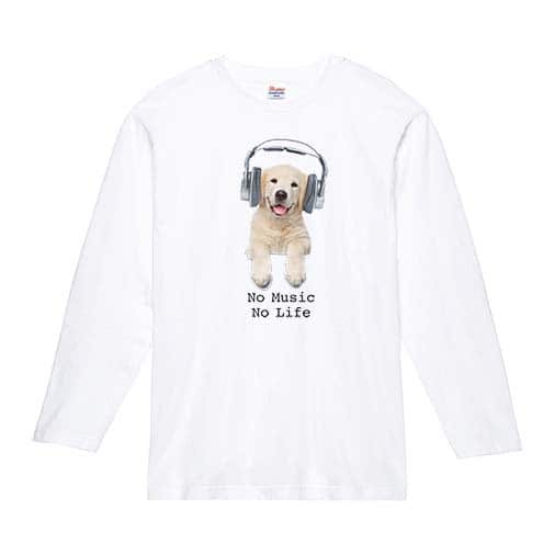 【長袖Tシャツ】レトリバーだってNo Music No Life 5.6oz Cotton:100%