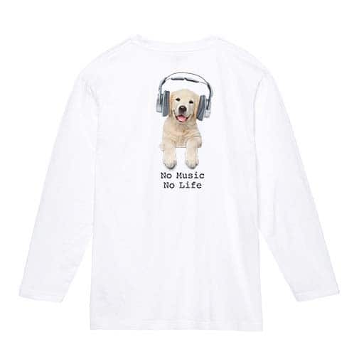 【長袖Tシャツ】レトリバーだってNo Music No Life 5.6oz Cotton:100%