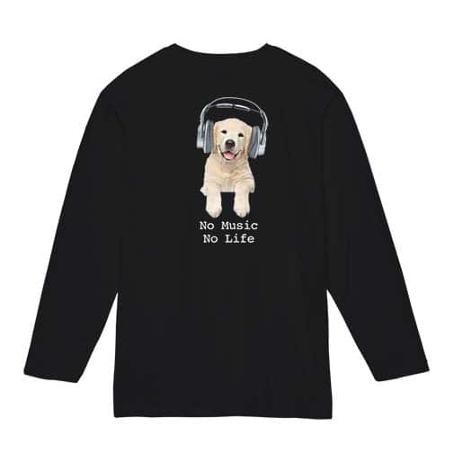 【長袖Tシャツ】レトリバーだってNo Music No Life 5.6oz Cotton:100%