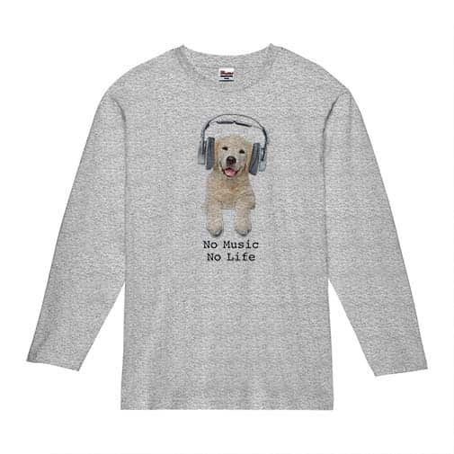 【長袖Tシャツ】レトリバーだってNo Music No Life 5.6oz Cotton:100%