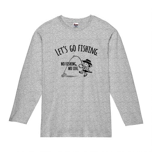 【長袖Tシャツ】【釣りざんまい】レッツゴーフィッシング ウトウトアングラー 5.6oz Cotton:100%