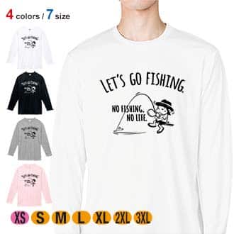 【長袖Tシャツ】【釣りざんまい】レッツゴーフィッシング ウトウトアングラー 5.6oz Cotton:100%