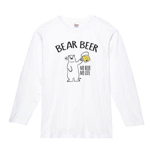 【長袖Tシャツ】シロクマさんとカンパイビール(wakat) 5.6oz Cotton:100%