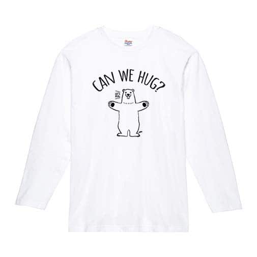 【長袖Tシャツ】シロクマさんのハグアピール(wakat) 5.6oz Cotton:100%