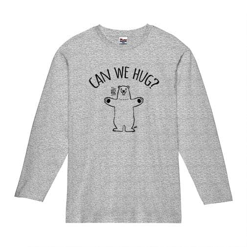 【長袖Tシャツ】シロクマさんのハグアピール(wakat) 5.6oz Cotton:100%