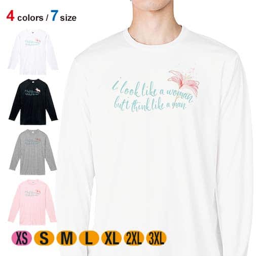 【長袖Tシャツ】英字格言 ドリー・パートンの名言 5.6oz Cotton:100%