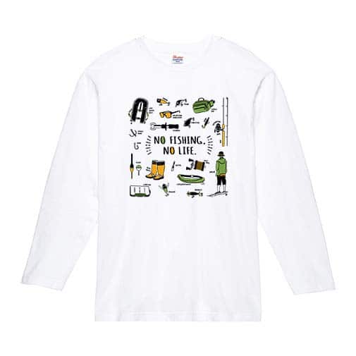 【長袖Tシャツ】【釣りざんまい】釣りに行く準備_カラフル 5.6oz Cotton:100%