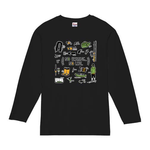 【長袖Tシャツ】【釣りざんまい】釣りに行く準備_カラフル 5.6oz Cotton:100%
